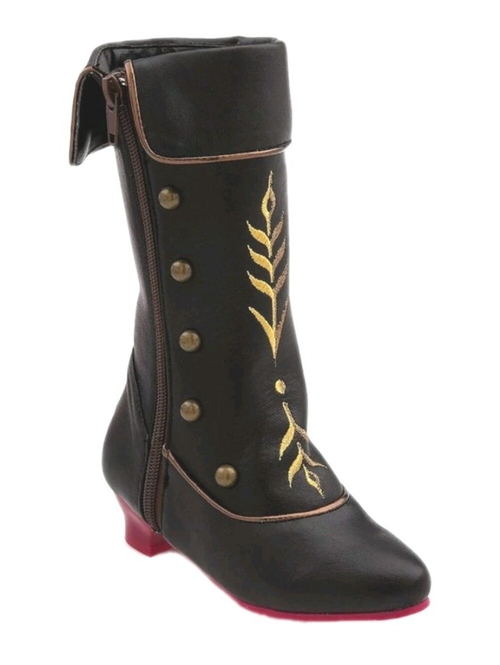 Disney Frozen Anna Costume Boots Girls Toddler Kids Size 7 - 8 Black Gold Pink